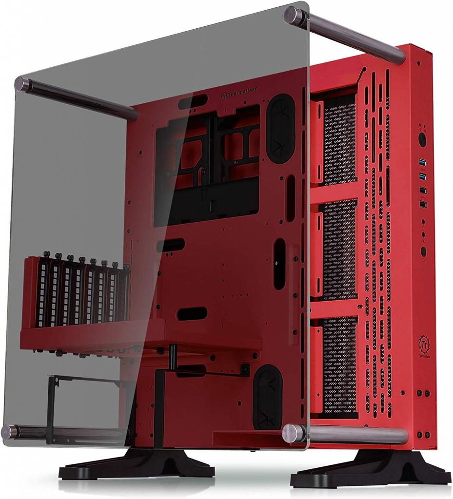 Thermaltake Core P3 ATX Tempered Glass Gaming Computer Case Chassis, Open Frame Panoramic Viewing, Glass Wall-Mount, Riser Cable Included, Red Edition, CA-1G4-00M3WN-03 