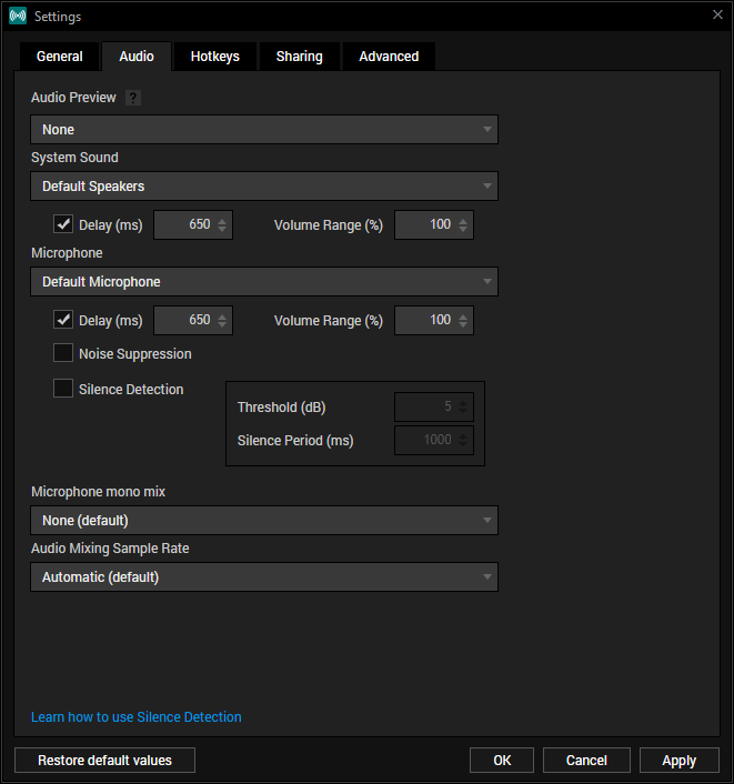 cam link 4k audio delay settings