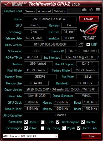 GPUZ TUF 5600xt