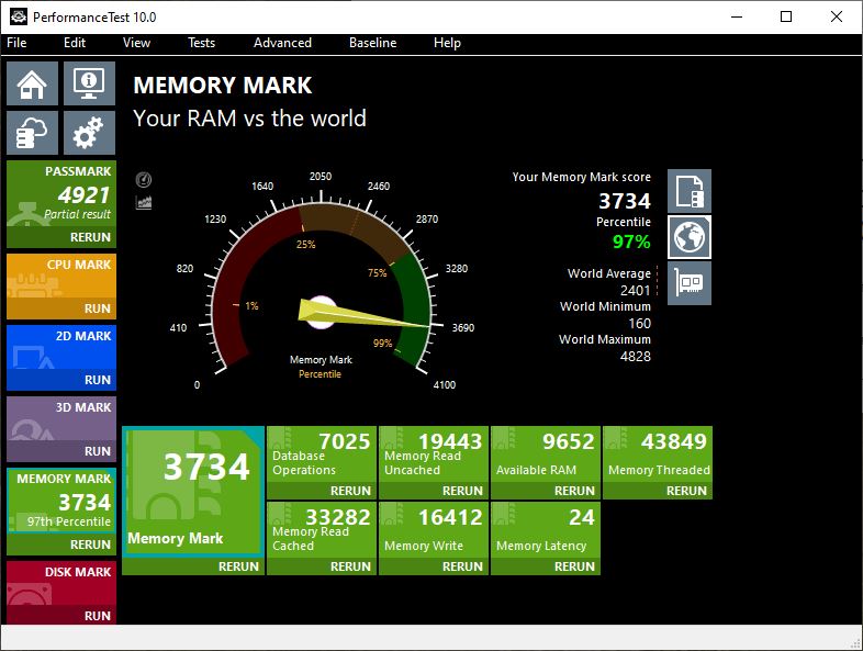 performance test 10 memory mark