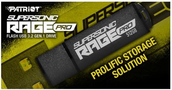 Patriot launches Supersonic Rage Pro USB 3.2 Gen.1 Flash Drive 1