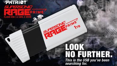 Patriot launches SUPERSONIC RAGE PRIME Flash Drive 5 1TB, Flash Drive, Gen 2, Patriot, Pen Drive, Rage Prime, Supersonic, Supersonic Rage Prime, USB, USB 3.2, USB 3.2 gen 2, USB Drive