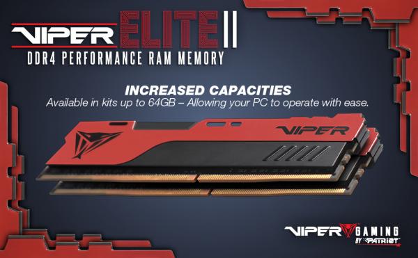 VIPER GAMING Launches VIPER ELITE II Performance DDR4 Memory 2 DDR4, elite, ELITE 2, ELITE II, Memory, Patriot, RAM, system memory, viper