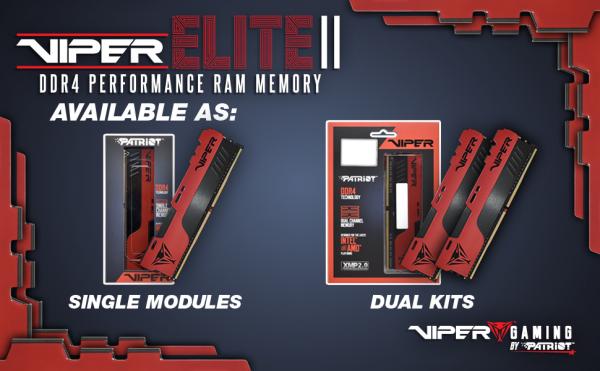 VIPER GAMING Launches VIPER ELITE II Performance DDR4 Memory 4 DDR4, elite, ELITE 2, ELITE II, Memory, Patriot, RAM, system memory, viper