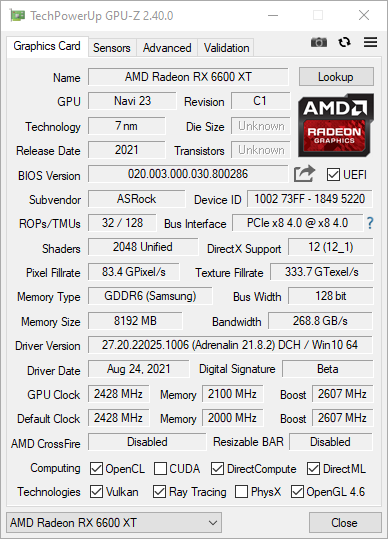 ASRock RX 6600 XT Phantom Gaming D 8GB OC Review 1 6600XT, 8GB, ASRock, Factory Overclocked, OC, Overclocked, Phantom Gaming, Phantom Gaming D, Radeon, rgb, RX, Triple Fan