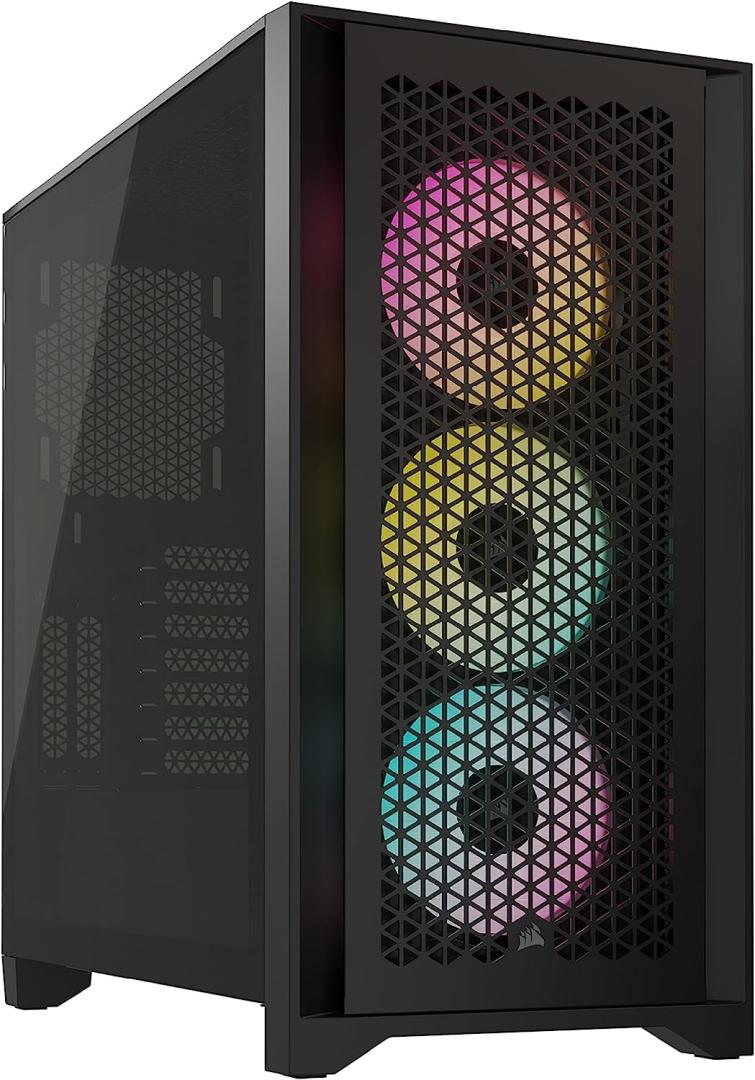 Corsair iCUE 4000D RGB Airflow Mid-Tower Case - 3X AF120 RGB Elite Fans - iCUE Lighting Node PRO Controller - High-Airflow Design