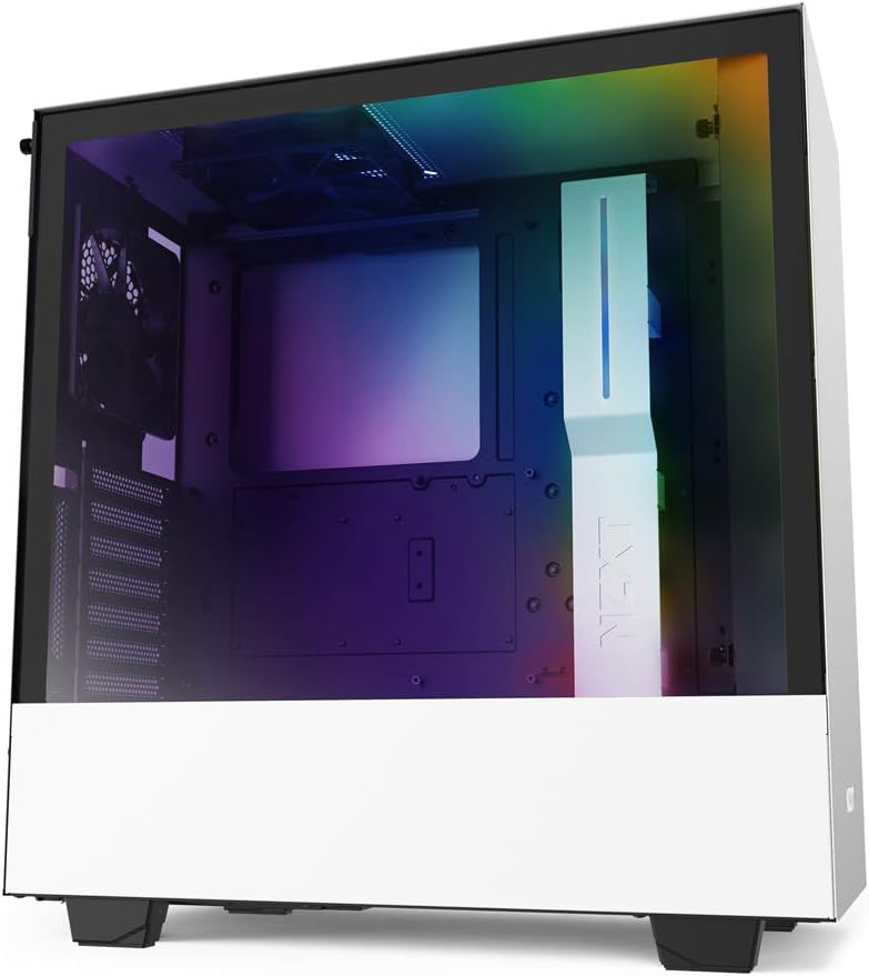 NZXT H510i - CA-H510i-W1 - Compact ATX Mid -Tower PC Gaming Case - Front I/O USB Type-C Port - Vertical GPU Mount - Tempered Glass Side Panel - Integrated RGB Lighting - White/Black 
